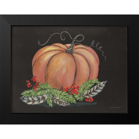 Pumpkin and Feathers Black Modern Wood Framed Art Print by Norkus, Julie