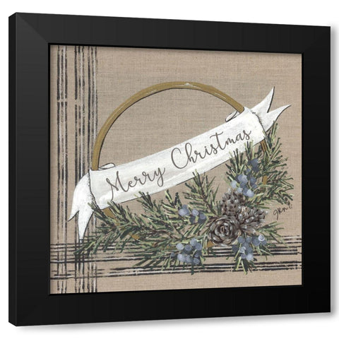 Merry Christmas Black Modern Wood Framed Art Print by Norkus, Julie