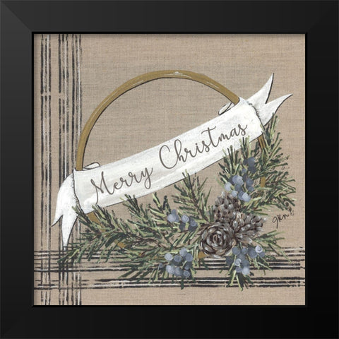 Merry Christmas Black Modern Wood Framed Art Print by Norkus, Julie