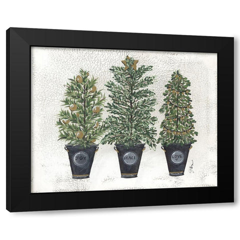 Joy-Peace and Love Tree Trio Black Modern Wood Framed Art Print with Double Matting by Norkus, Julie