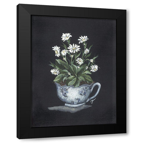 Tea Cup Daisies Black Modern Wood Framed Art Print with Double Matting by Norkus, Julie
