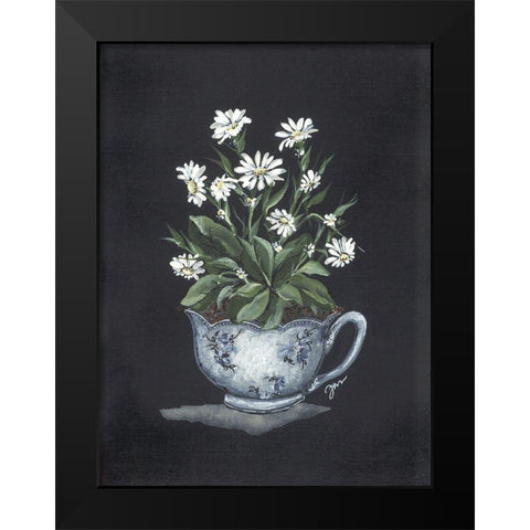 Tea Cup Daisies Black Modern Wood Framed Art Print by Norkus, Julie