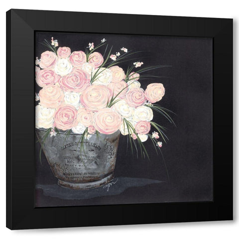 Ranunculus Spray Pink Black Modern Wood Framed Art Print by Norkus, Julie