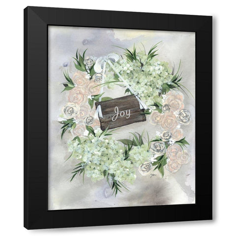 Hydrangea Wreath Pale Pink Black Modern Wood Framed Art Print with Double Matting by Norkus, Julie
