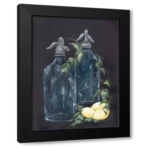 Seltzer Bottle with Lemons Black Modern Wood Framed Art Print by Norkus, Julie