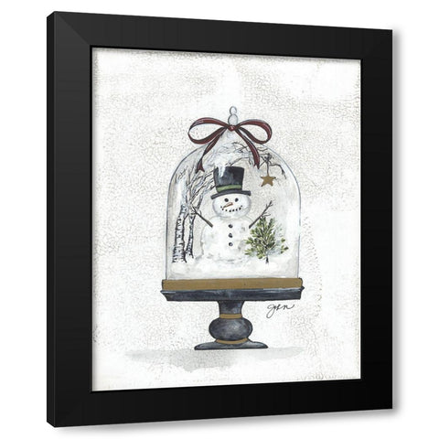 Snowman Cloche Black Modern Wood Framed Art Print by Norkus, Julie