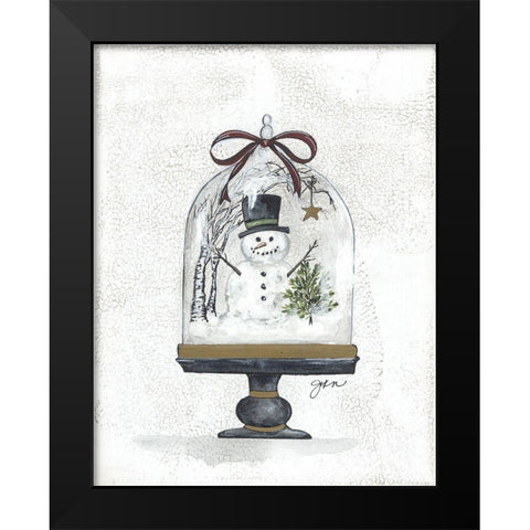 Snowman Cloche Black Modern Wood Framed Art Print by Norkus, Julie