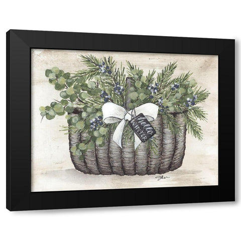 Winter Greens Basket Black Modern Wood Framed Art Print by Norkus, Julie