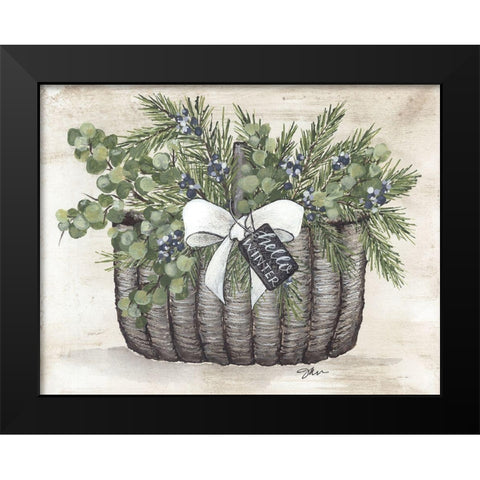 Winter Greens Basket Black Modern Wood Framed Art Print by Norkus, Julie