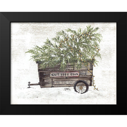 Cut Your Own Trees Wagon Black Modern Wood Framed Art Print by Norkus, Julie