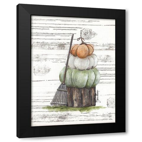 Raking Leaves Black Modern Wood Framed Art Print with Double Matting by Norkus, Julie