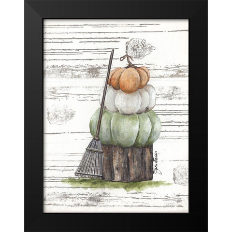Raking Leaves Black Modern Wood Framed Art Print by Norkus, Julie