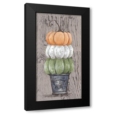 Triple Pumpkin in Stamped Pot Black Modern Wood Framed Art Print with Double Matting by Norkus, Julie