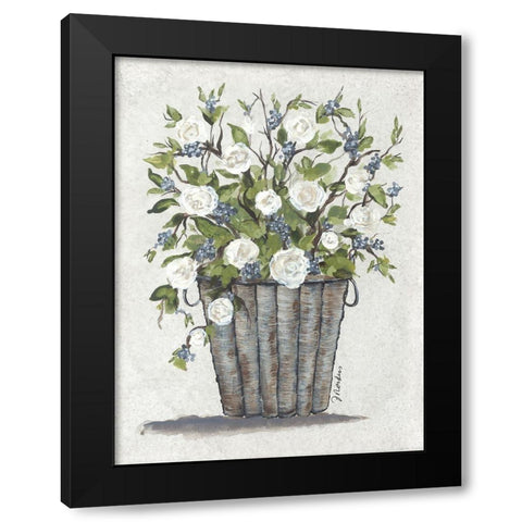Sweet Rose Basket Black Modern Wood Framed Art Print by Norkus, Julie