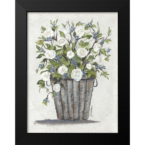 Sweet Rose Basket Black Modern Wood Framed Art Print by Norkus, Julie