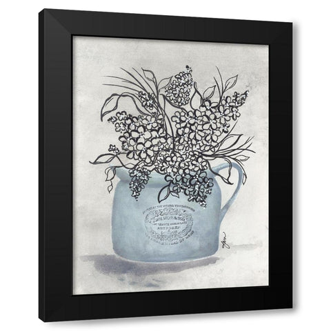 Sketchy Floral Enamel Pot Black Modern Wood Framed Art Print by Norkus, Julie