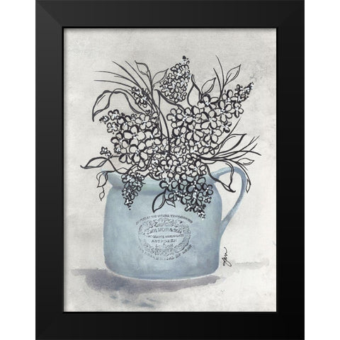 Sketchy Floral Enamel Pot Black Modern Wood Framed Art Print by Norkus, Julie