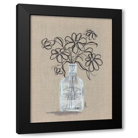 Sketchy Floral 1 Black Modern Wood Framed Art Print with Double Matting by Norkus, Julie