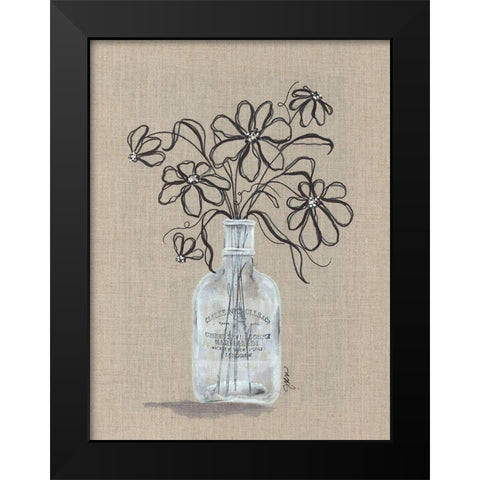 Sketchy Floral 1 Black Modern Wood Framed Art Print by Norkus, Julie