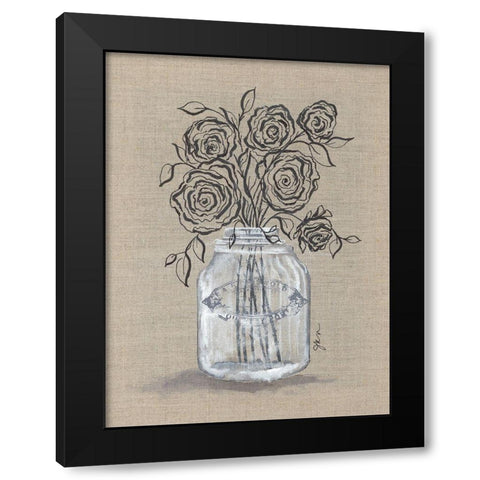 Sketchy Floral 2 Black Modern Wood Framed Art Print by Norkus, Julie