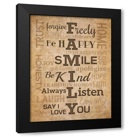 Family Values Black Modern Wood Framed Art Print with Double Matting by Rader, Lauren