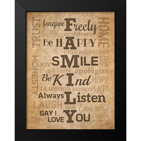 Family Values Black Modern Wood Framed Art Print by Rader, Lauren