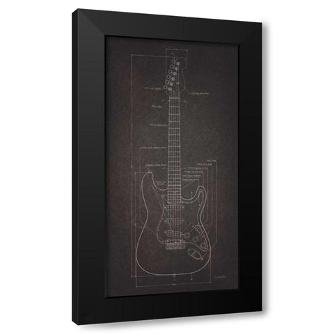 Electric Guitar Blueprint Black Modern Wood Framed Art Print with Double Matting by Rader, Lauren