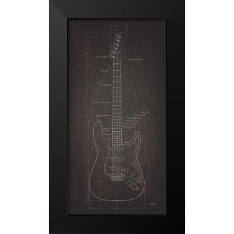 Electric Guitar Blueprint Black Modern Wood Framed Art Print by Rader, Lauren