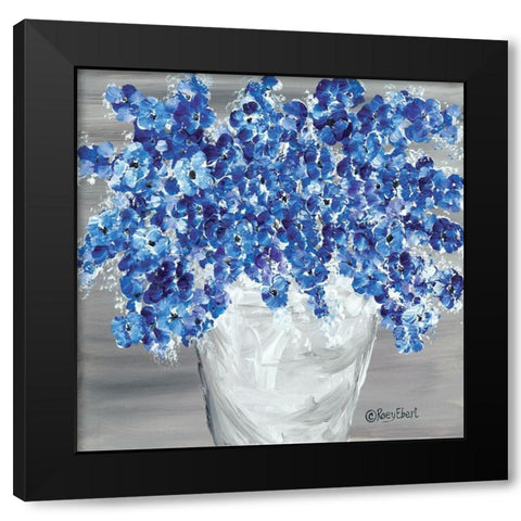Blooming Blues Black Modern Wood Framed Art Print by Ebert, Roey