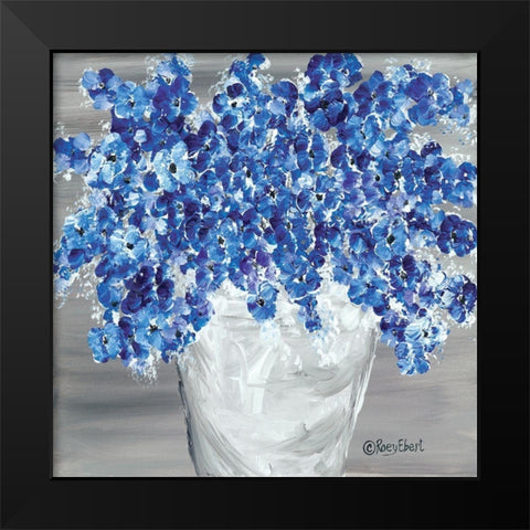 Blooming Blues Black Modern Wood Framed Art Print by Ebert, Roey