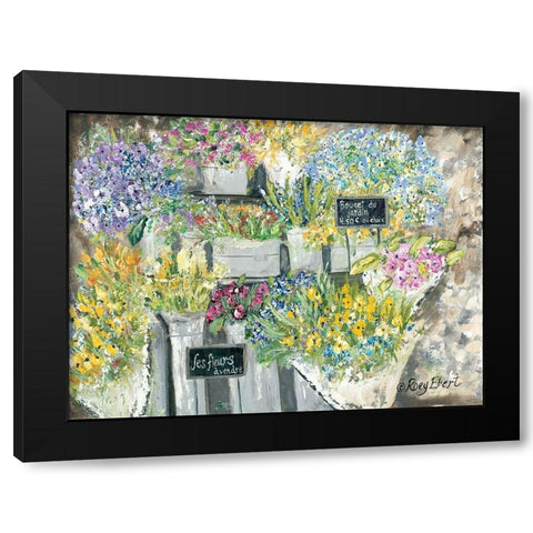The French Flower Market Black Modern Wood Framed Art Print with Double Matting by Ebert, Roey