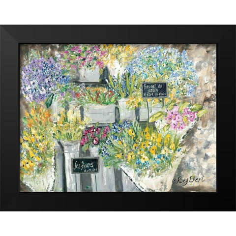 The French Flower Market Black Modern Wood Framed Art Print by Ebert, Roey