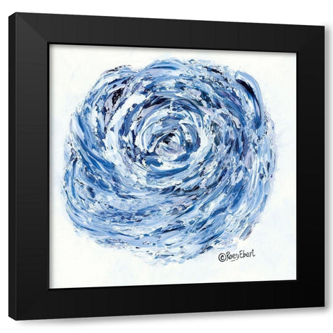 Blue Rose Black Modern Wood Framed Art Print by Ebert, Roey