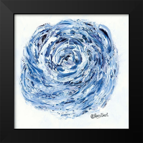 Blue Rose Black Modern Wood Framed Art Print by Ebert, Roey