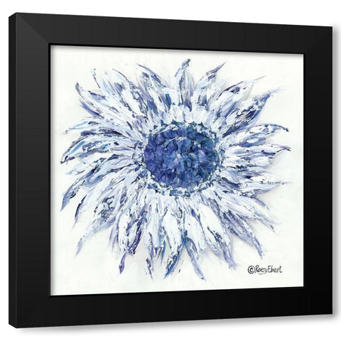 Blue Sunflower Black Modern Wood Framed Art Print by Ebert, Roey
