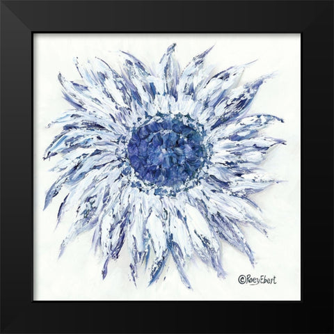 Blue Sunflower Black Modern Wood Framed Art Print by Ebert, Roey