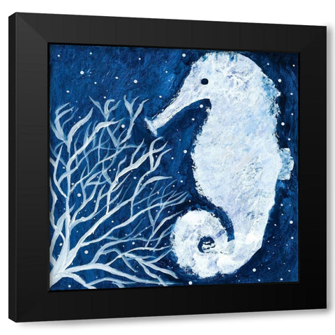 Midnight Seahorse Black Modern Wood Framed Art Print with Double Matting by Ebert, Roey