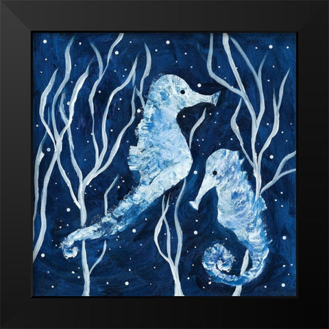 Swimming Party Black Modern Wood Framed Art Print by Ebert, Roey