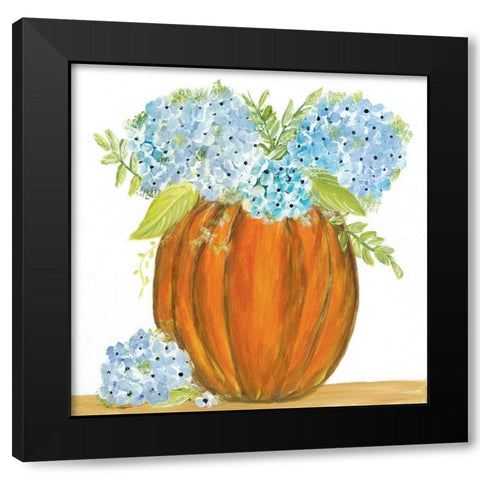 Pumpkin Full of Hydrangeas Black Modern Wood Framed Art Print with Double Matting by Ebert, Roey