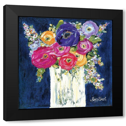 True Blue Black Modern Wood Framed Art Print by Ebert, Roey