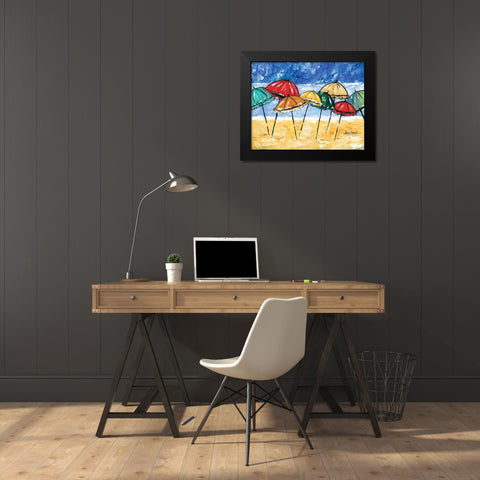 Beach Party Black Modern Wood Framed Art Print by Ebert, Roey