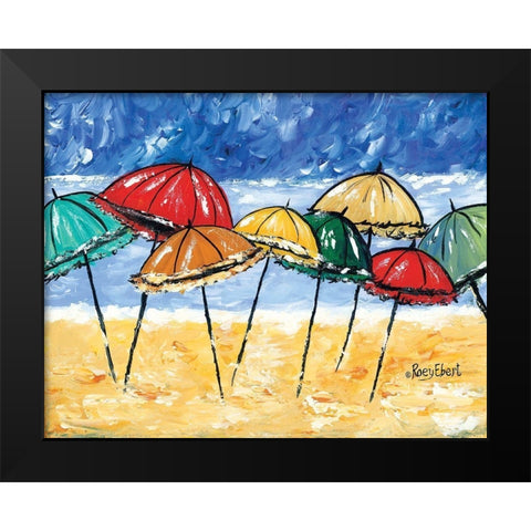 Beach Party Black Modern Wood Framed Art Print by Ebert, Roey