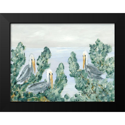 The Pelican Perch Black Modern Wood Framed Art Print by Ebert, Roey