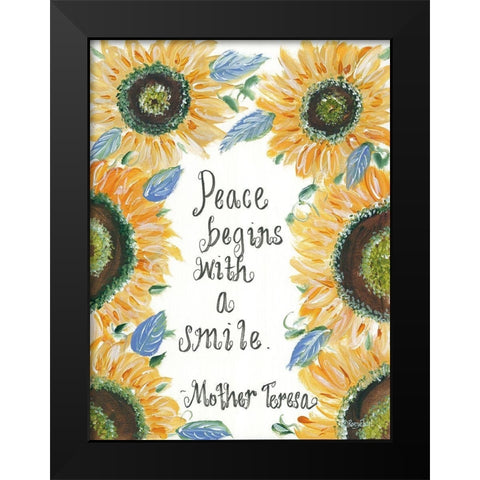 Peace Mother Teresa Black Modern Wood Framed Art Print by Ebert, Roey