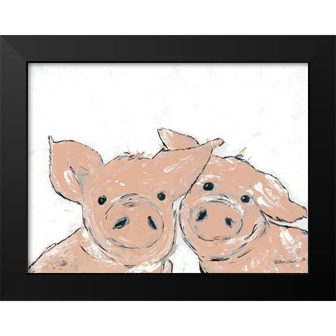 Pigs Black Modern Wood Framed Art Print by Ebert, Roey