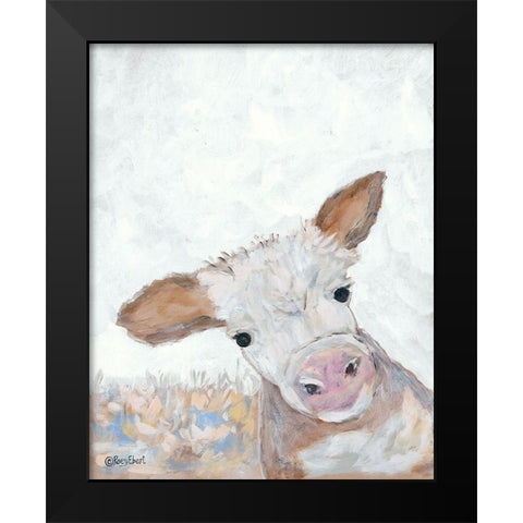 Moo Black Modern Wood Framed Art Print by Ebert, Roey