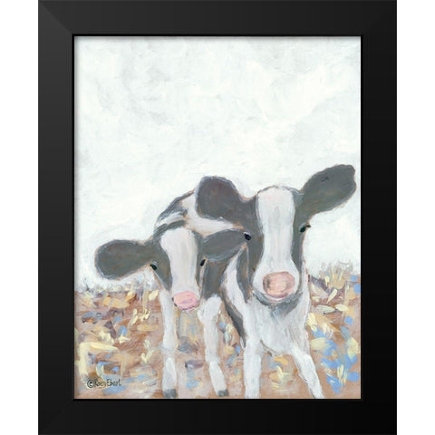 Calf Siblings Black Modern Wood Framed Art Print by Ebert, Roey