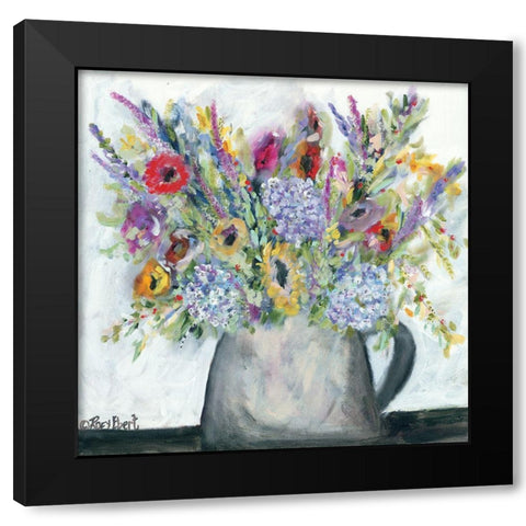 Hydrangeas in Pitcher Black Modern Wood Framed Art Print by Ebert, Roey