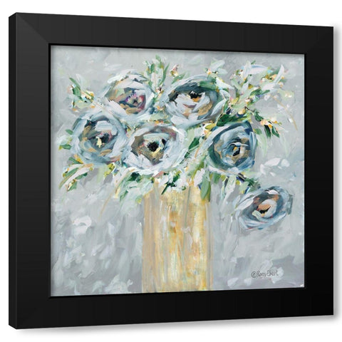 Blooms in Gold Vase Black Modern Wood Framed Art Print with Double Matting by Ebert, Roey
