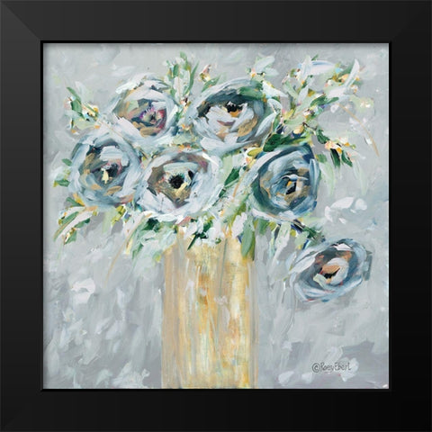 Blooms in Gold Vase Black Modern Wood Framed Art Print by Ebert, Roey